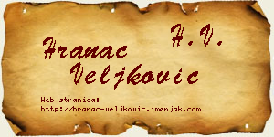 Hranac Veljković vizit kartica